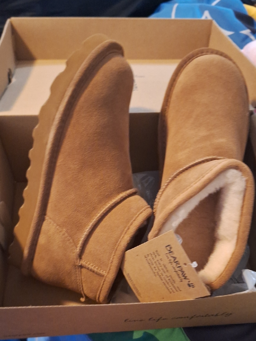 Womens Suede Lined Slip-On Boots - Tan Size 8
